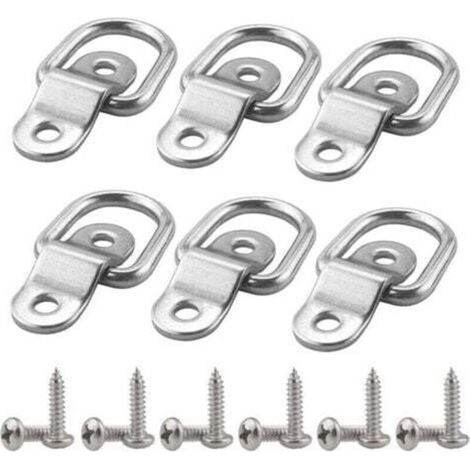 [JAMAIS UTILISÉ] 6 Pcs Anneaux Arrimage en Acier Inox D Anneau de Fixation avec Vis pour Remorque Bateaux Voiture Cargaison Autos Camions (1/4)