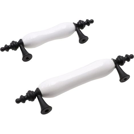 Poignées rondes en porcelaine blanche et alliage de zinc, porte (1/5)