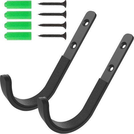 Lot de 12 crochets en métal pour fusils de chasse - Fixation murale pour armoires, bureaux, murs (noir) (1/2)