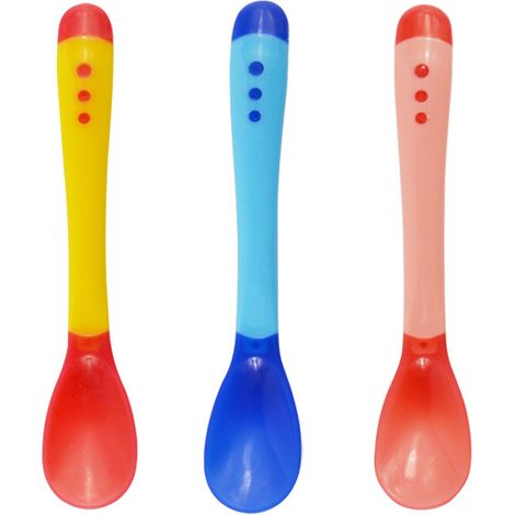 Babylöffel-Set, 3-teilig, wärmeempfindliches Kleinkindbesteck mit So