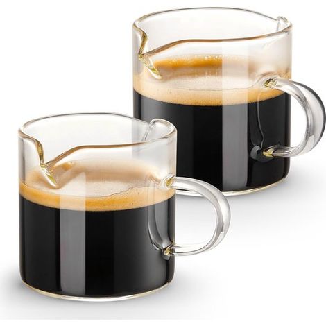 Set di 2 tazzine da caffè espresso da 113 ml – Tazzine a doppio beccuccio per espresso e latte – Accessori per espresso in vetro trasparente (1/5)