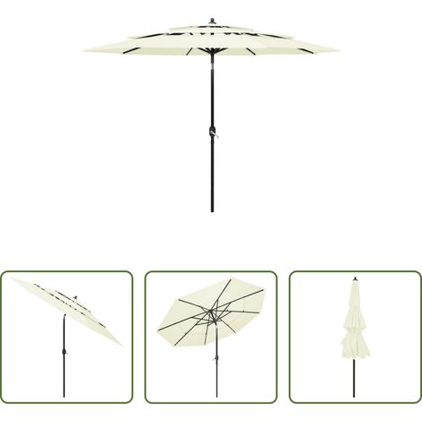 vidaXL Terrasse -  Sonnenschirm mit Aluminium-Mast 3-lagig Sandfarbe 3 m