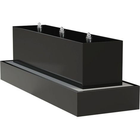 Adezz Wasserblock Aluminium 300x70x70 cm schwarz/weiß Wasserspiel mit Pumpe und LED schwarzgrau (RAL 7021) (1/5)