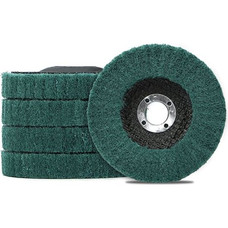 Lot de 5 disques de polissage à lamelles en nylon de 100 mm x 16 mm, grain 180, disque abrasif en fibre abrasive, roues de polissage pour meuleuse