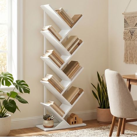 Libreria ad albero a 9 livelli, 50 x 24 x 136 cm, bianca HAVRYA (1/5)