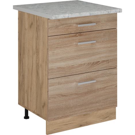 Meuble cuisine R-Line, Sonoma, 60cm avec tiroirs, AP Marbre, Vicco (1/5)