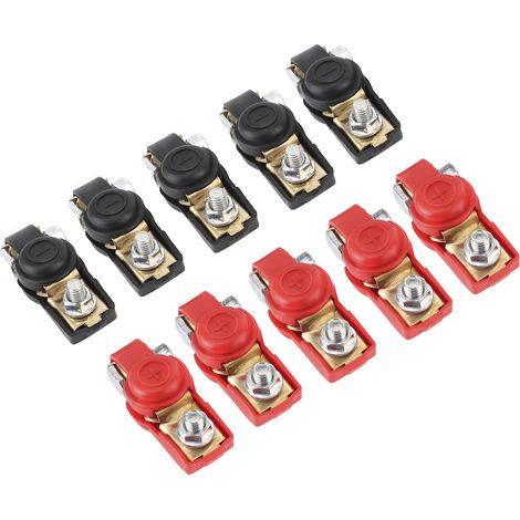 Set mit 10 Autobatterieklemmen, Hochstrom-Anschlussklemmen, Plus- und Minuspolklemmen für Autos (1/5)