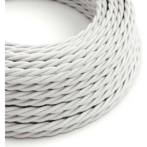 Creative-Cables Cavo elettrico rivestito in tessuto, 2x0,75 mm², Bianco Ottico TC01, 1 m, Trecciato, Cotone.