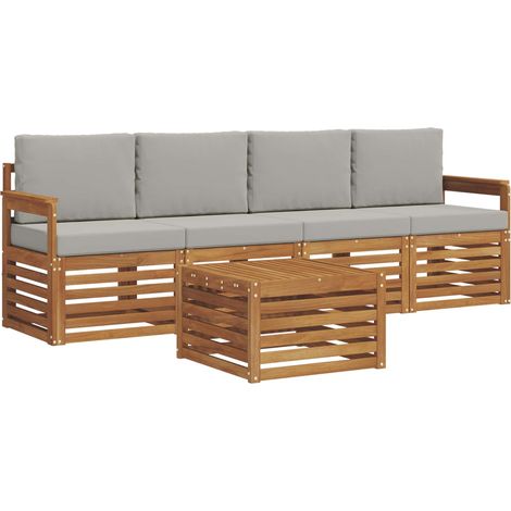 Conjunto de sofás de exterior 5 pcs Gris Natural y Claro vidaXL (1/5)