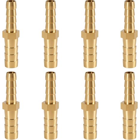 Set mit 8 Messing-Schlauchverbindern (8 mm bis 6 mm) für Benzin-, Wasser-, Luft-, Öl- und Kraftstoffschläuche. Robuster und korrosionsbeständiger Kraftstoffschlauch. Zuverlässige Messingverschraubung. (1/5)