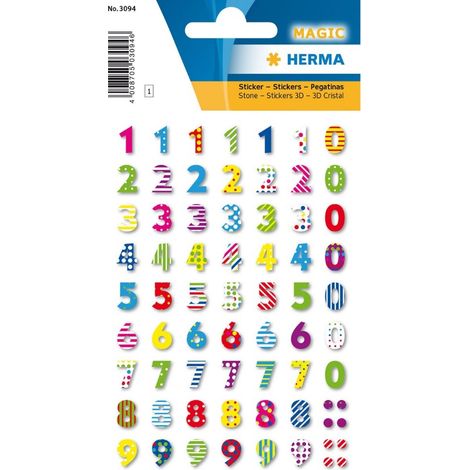 Herma 3094 - Autocollants numérotés multicolores, couleur grise