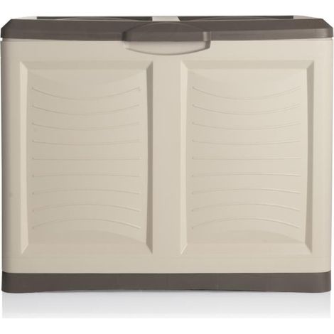 Coffre de jardin en polypropylène 200 L – Dimensions 78x45x64 cm – Couleur taupe – Poignées latérales pour déplacement facile – Bama (1/4)