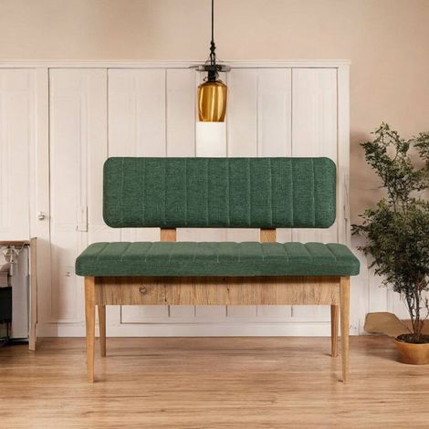 Bank Salento, Belastung 150 kg, Gestell Grün, Sitzhöhe 48 cm, 110x40x85h cm, Eichenbraun (1/5)