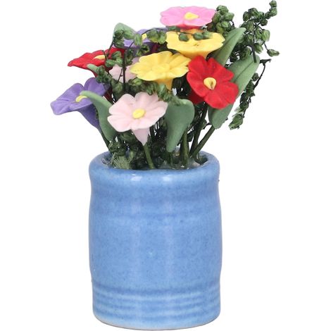 Miniature pot de marguerite pour maison de poupée DIY 1:12, décoration pot de fleurs miniature simulation. (1/5)