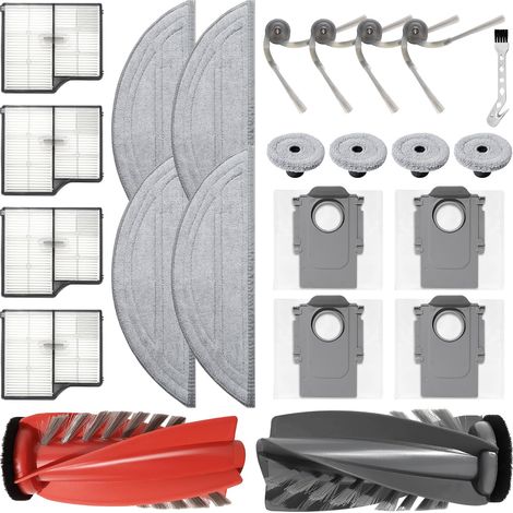 Accessori per Roborock Saros 10 robot aspirapolvere, 1 spazzola rullo + 4 panni pulizia + 4 panni bordi + 4 sacchetti polvere + 4 spazzole laterali + 4 filtri (1/5)
