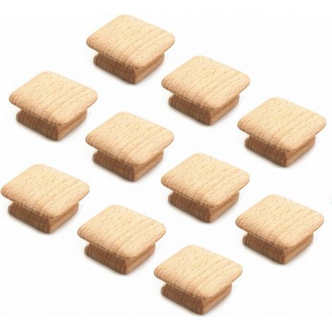 10 Pieces Square Wood Knobs Wooden Cabinet Handles Wardrobe Pull Dresser Knobs Cupboard Furniture Handles Hardware (1/5)