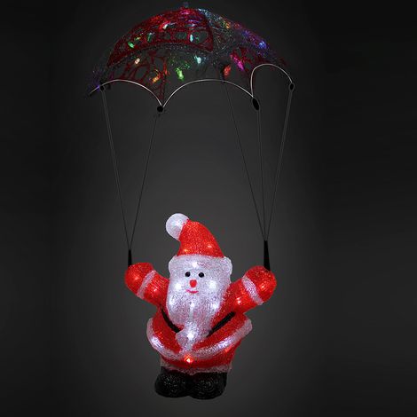 Monzana LED Acryl Figur Weihnachten Außen Innen Schneemann Santa Eisbär Pinguin Teddy Hirsch Wichtel Stern Weihnachtsmann Weihnachtsdekoration Weihnachtsbeleuchtung Dekofigur Weihnachtsmann Fallschir