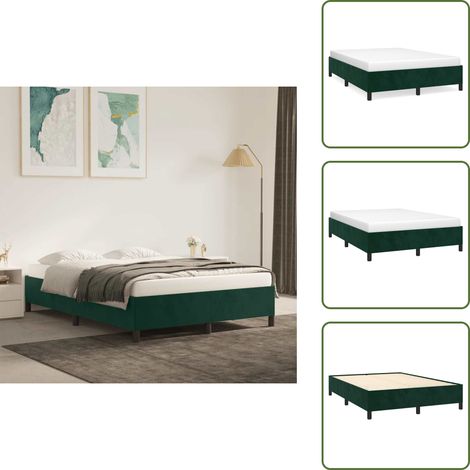 Cadre de lit sans matelas vert foncé 140x200 cm velours - Cadre De Lit - Lit Double - Lit Velours - Lit Vert - Meuble Chambre À Coucher (1/5)