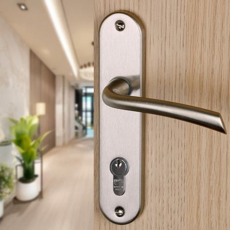 Ouvre&Déco – Poignées de porte Rhapsodie – Lot de 2 – Entraxe 165 mm – Zamak nickel mat – Pour portes d'entrée et bureaux