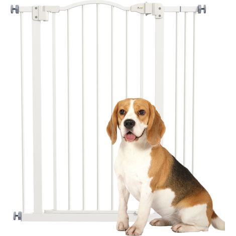 Metal Pet Safety Gate Dog Gate Folding Fence 74-87cm, White