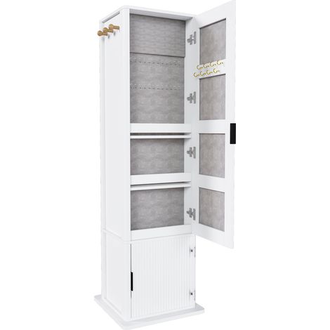 Drehbarer Schmuckschrank mit Ganzkörperspiegel 4-in-1 MDF Weiß 50 x 50 x 170 cm MODENUIT (1/5)