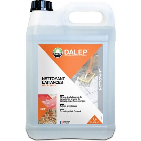 Dalep – Nettoyant laitance 5L – Élimine laitances de ciment, traces de calcaire et rouille – Prêt à l'emploi pour chantiers publics – Rendement 1L pour 5 à 10m²