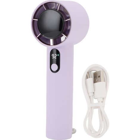 Ventilateur de Poche Portable 5 Vitesses Affichage Numérique Silencieux Rechargeable Compact pour Voyage Plage Camping Violet (1/4)