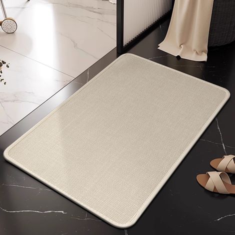 HSS-Tapis de sol antidérapant en lin, tapis de bain absorbant, tapis en lin épais, tapis de porte de toilettes - 50 x 80 cm