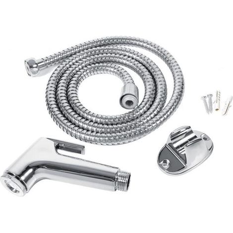 1 Kit Douchette Bidet, Pulvérisateur à flux ajustable, Support de tuyau, Fixation murale, Pour hygiène intime et nettoyage WC (1/5)