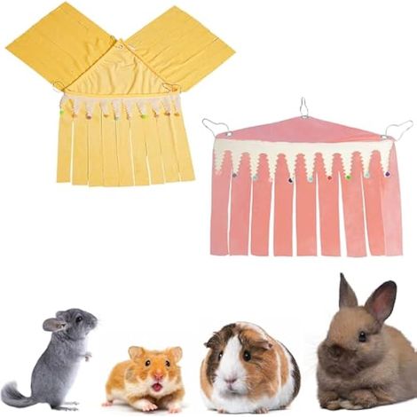 Lot de 2 cachettes pour cochon d'Inde - 3 côtés - Pour rats - Hamac d'angle - Cachette pour lapin, furet, rat, chinchilla - Accessoires pour cage de petits animaux (1/5)