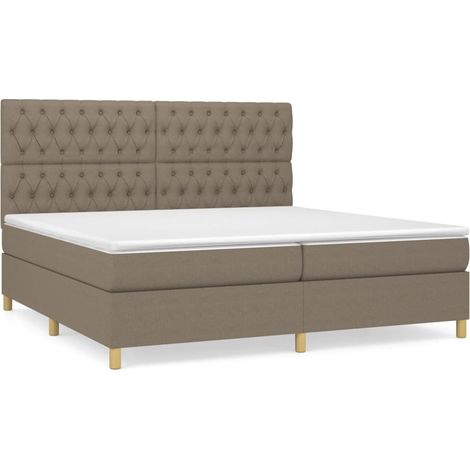 Maison Exclusive - Cama box spring con colchón tela gris taupe 20