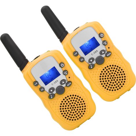 Lot de 2 talkies-walkies portables pour enfants avec écran LCD, cadeau d'anniversaire ou de Nouvel An, jaune (1/5)
