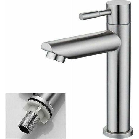 Robinet lavabo eau froide en cuivre chromé – Débit 9 L/min, cartouche céramique sans plomb, barboteur amovible (1/5)