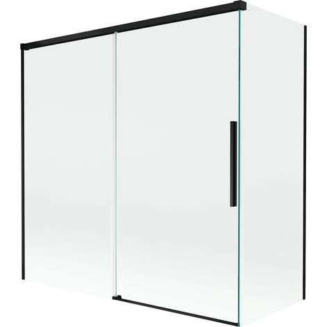 Mexen Rox paravento da vasca 2-ali scorrevole 160 + 80 x 150 cm, trasparente, nero - 8C9-160-080-70-00