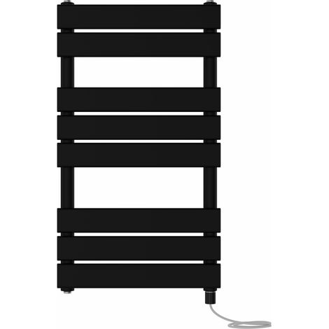 Prefilled Electric Heated Towel Rail Radiator Flat Panel Warmer Ladder 800x450mm Black (1/5)