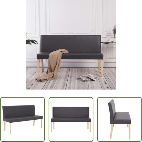 vidaXL Holzbank - Sitzbank 139,5 cm Grau Kunstleder (1/5)