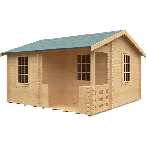 14x14 The Gyles 44mm Cabin - L415 x W415 x H282.2 cm - Solid Wood/Softwood/Pine - Natural