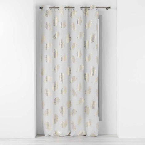 Rideau a oeillets 140 x 280 cm polyester imprime metallise sunny gold Sans (1/5)