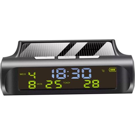 Digitale Autotemperaturanzeige Solarthermometer Uhr Kfz-Thermometer Elektronische Komponente Schwarz
