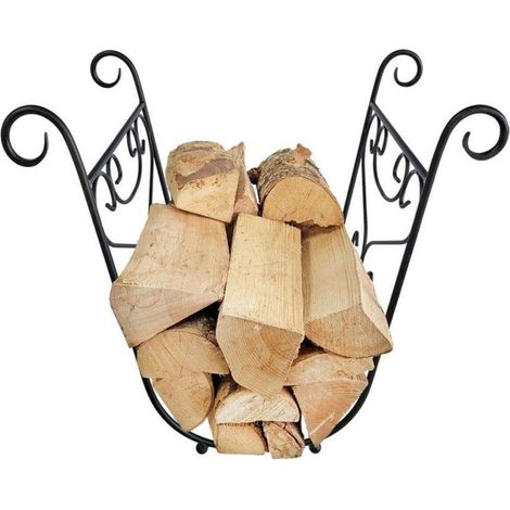 Log Holder Scrolled Scooped Shape Steel Rack Garden Pride (1/4)