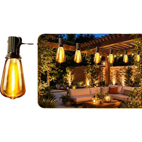 Guirnalda de luces solares, brillo regulable, resistente al agua, 15,5 m, 40 bombillas. (1/2)