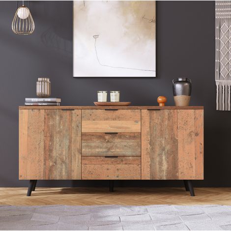 Mobile TV 140 x 35 x 70 cm con 3 cassetti, ripiani regolabili, marrone vintage OKMYHOME (1/5)