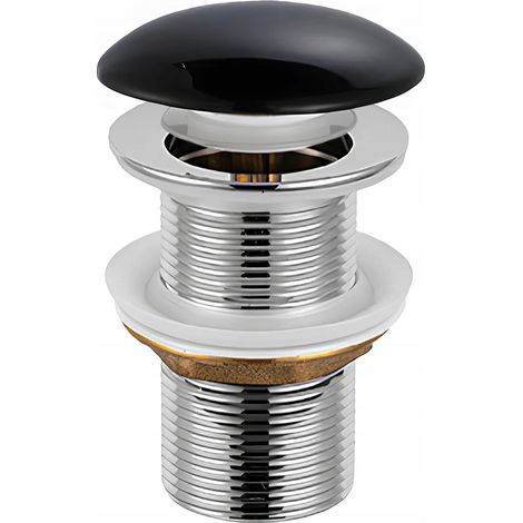 Tapón cerámico para lavabos sin rebosadero, de clic-clac, negro. (1/5)