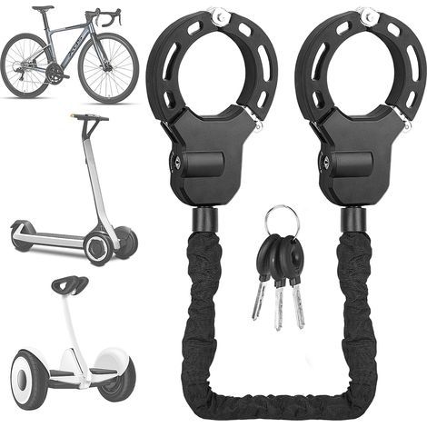 Cadenas Antivol Velo Electrique avec Clés, Chaine Menotte Bike Lock pour Trottinette Électrique, Moto (1/5)