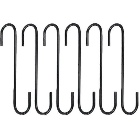Lot de 6 crochets en S robustes de 20 cm pour suspendre plantes fleurs paniers jardin (noir) (1/4)