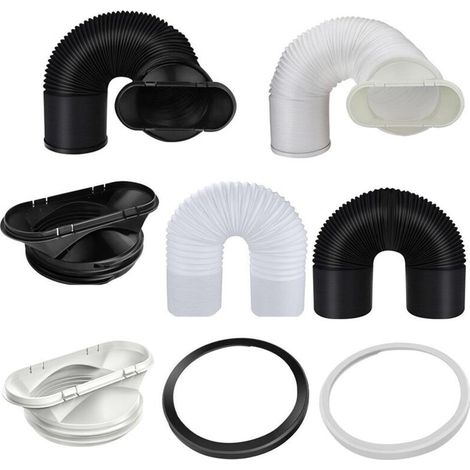 Tuyau d'évacuation flexible pour sèche-linge, hotte aspirante et climatiseur mobile, anneau de serrage noir (1/5)