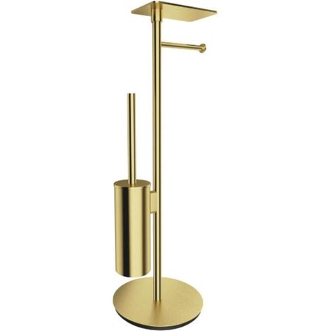 OMNIRES Modern Project - Porte-papier toilette et porte-brosse de WC avec étagère, laiton brossé MP60820BSB (1/5)