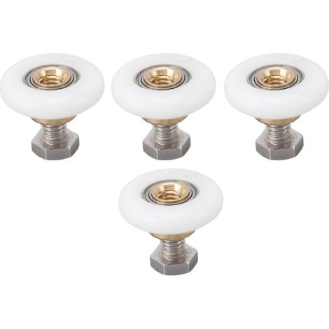 Roulettes pour porte de douche, 4 pièces, cadre en fer, roues silencieuses en nylon, 25 mm, pour rail de porte coulissante, placard, fenêtre, poulie à rainure (1/5)