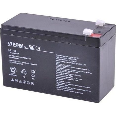 Batterie Plomb - 12 V - 7 Ah - Sans Entretien - Pour Systèmes de Sécurité et Alimentation de Secours - 1 Pièce