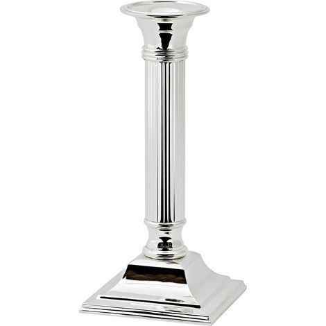 Chandelier Bougeoirln pour Bougie Cierge, Métal Plaqué Argent Cannelé, Hauteur 19 cm - PANGIVO (1/5)